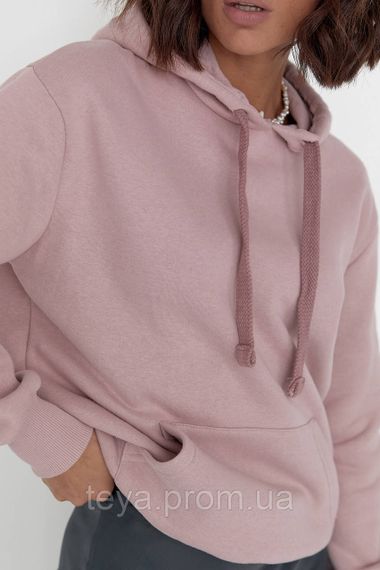 Жіноче тепле худі з кишенею спереду колір лавандовий розмір L/XL FL_000534 | Зображення 3