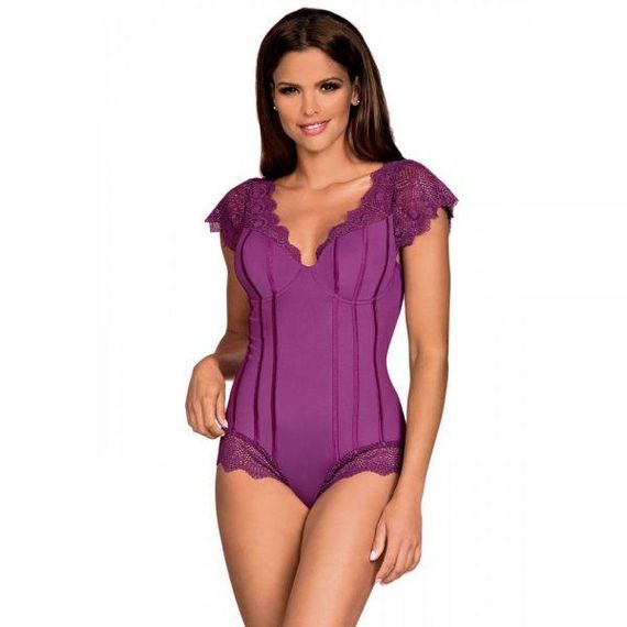 Боді Obsessive Moketta teddy purple S / M sexstyle