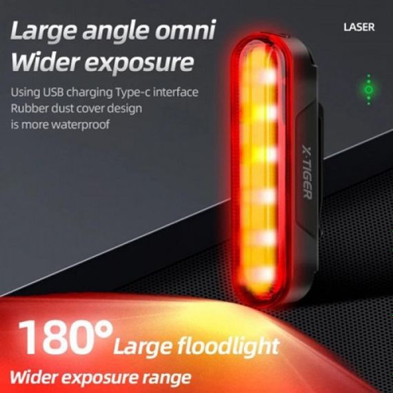 Велосипедный фонарь аккумуляторный LEADBIKE LD80-6LED с лазерной разметкой велофонарь, Фонарь стоп | Зображення 3