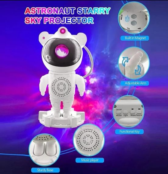 Нічний проектор з Bluetooth, Світлодіодний проектор зоряного неба Астронавт знижка | Зображення 2