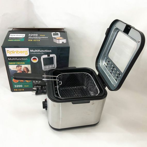 Фритюрница для дома Rainberg RB-2219 с терморегулятором и съемной чашей электрофритюрница AM-597 мини | Зображення 1