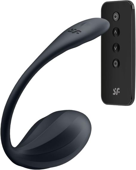 Вибратор в трусики Satisfyer Ribbed Petal с приложением и пультом, черный sexstyle | Зображення 1