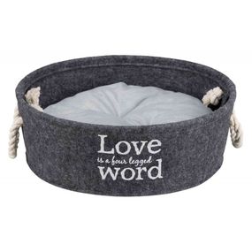 Лежак Trixie для собаки Lian з ручками та наповнювачем із флісу сірий фетр/плюш 37 см