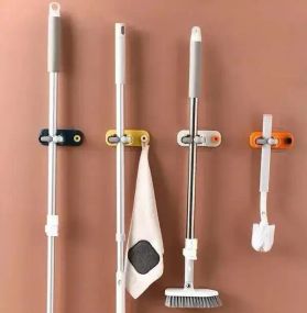 Настенный держатель для швабр регулируемый нескользящий
