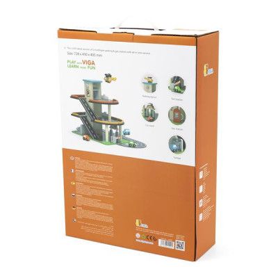 Ігровий набір Viga Toys Дерев&apos;яний паркінг з АЗС (44509) | Зображення 3