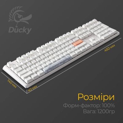 Клавиатура Ducky One 3 Cherry MX Red RGB UA USB White (DKON2108ST-RUAPXPWWWSC1) | Зображення 5
