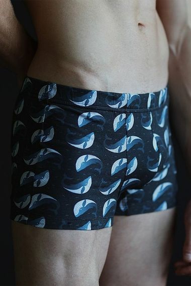 Чоловіча бавовняна білизна боксери та футболка Whale Without Dark Blue | Зображення 3