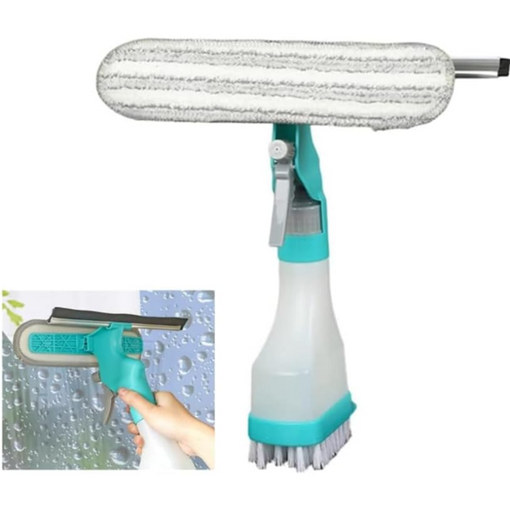 Щітка для миття скла з розпилювачем, скребок для вікон, щітка для миття вікон і гладких поверхонь | Зображення 2