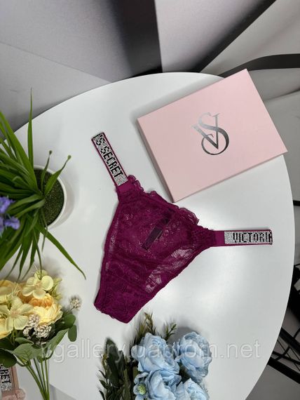 Жіночі трусики буферикова Victoria's Secret зі стразами, танга Вікторія Сікрет зі стразами М, Фіолет | Зображення 2