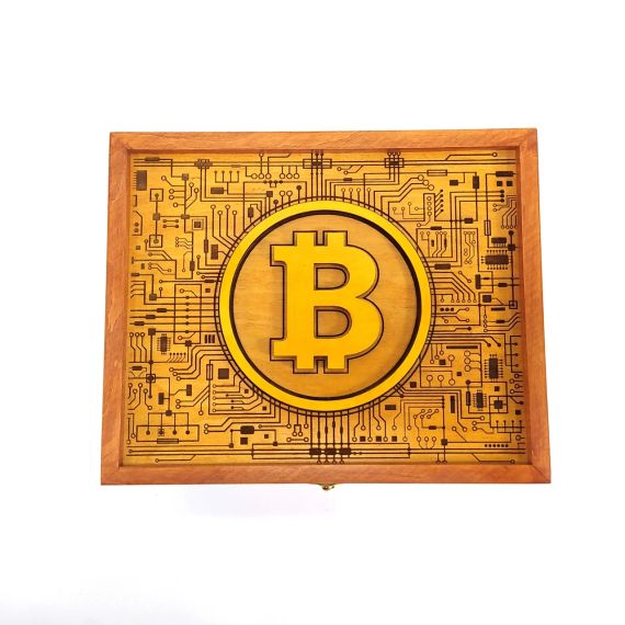 Ящик с крышкой Bitcoin 24,5х19,5х10,8 см Мастерская мистера Томаса Дерево Лак