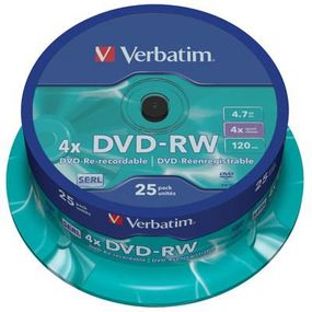 Диск DVD Verbatim 4.7Gb 4x CakeBox 25 шт silver (43639) (43639)