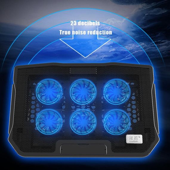 Тонкий кулер-подставка для ноутбука Coolcold 15,6 дюймов, двойной светодиодный вентилятор K24 от XPRO (44010-_586) | Зображення 7
