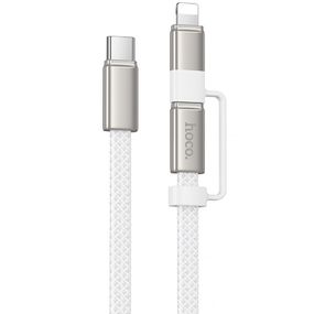 Дата кабель Hoco X125 Surplus 2in1 Type-C to Lightning/Type-C 60W (1m) White