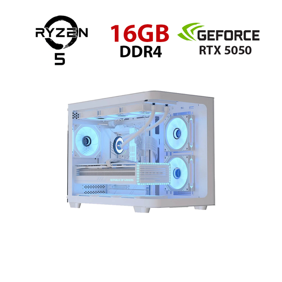 Ігровий ПК STALKER (P300C-G-WT) Башта / AMD Ryzen 5 5500 (6 (12) ядер по 3,6 - 4,2 ГГц) / 16 ГБ DDR4 / 256 ГБ SSD + 1000 ГБ HDD / nVidia GeForce RTX 5050, 8 ГБ GDDR7, 128-біт б/в
