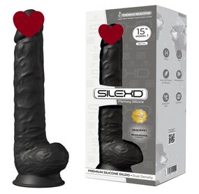 Фалоімітатор гігант термореактивний Silexd Model (15") DD03 чорний Sex Aura