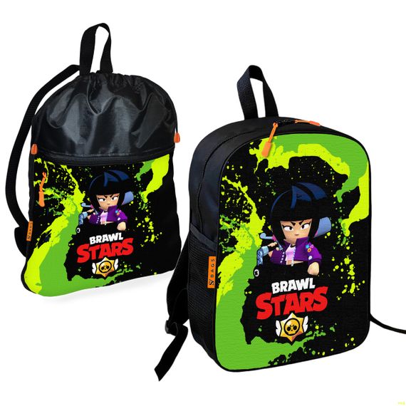 Шкільний рюкзак дитячий Бравл Старс + Сумка для взуття спортивної форми рюкзак-мішок для хлопчика (01674)
