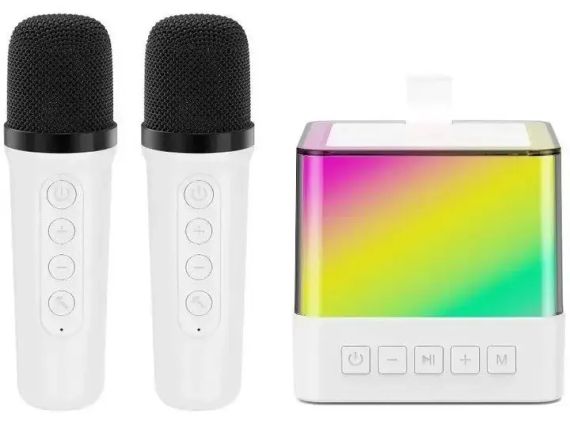 Портативна Bluetooth колонка K18 з LED підсвічуванням 2 мікрофони білий | Зображення 3