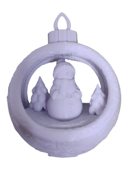Новорічна підвіска куля сніговик білий 3D друк (214035)