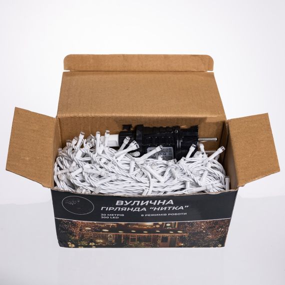 Світлодіодна гірлянда «Нитка» 30 м, 300 LED, IP65, білий дріт | Зображення 3