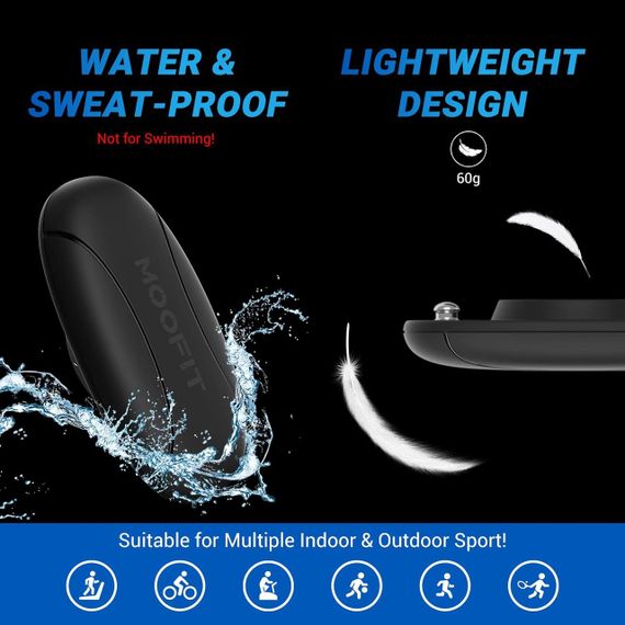 Нагрудный пульсометр, ремень монитор сердечного ритма с Bluetooth ANT+ IP67 для iOS Android Strava для спорта | Зображення 3