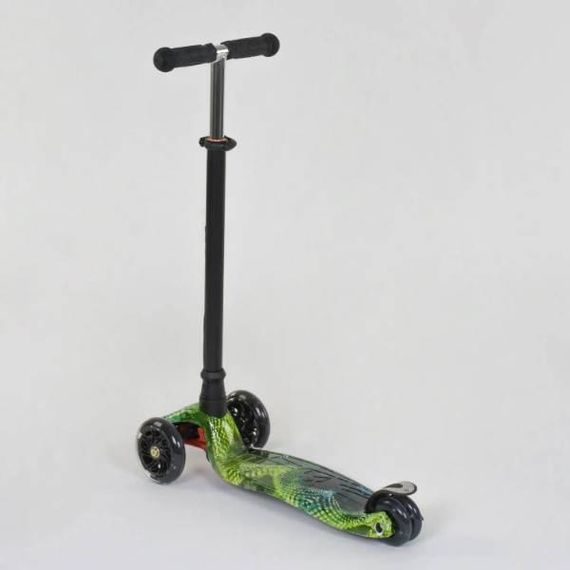 Самокат чотириколісний пластмасовий з підсвічуванням коліс Молекула А25462 MAXI Best Scooter Чорний