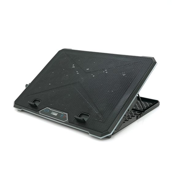 Підставка під ноутбук IceCoorel K15D, 10-19", 15 * 60mm 2550±10% RPM, корпус пластик + алюміній, 2xUSB 2.0 + LCD, 415x296x28mm, | Зображення 1