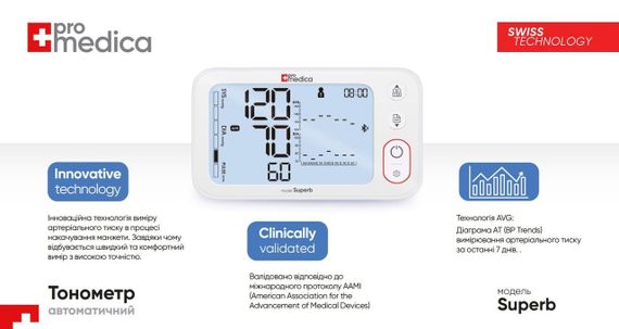 Тонометр Promedica Superb Smart Type-C автоматический на плечо с адаптером гарантия 10 лет | Зображення 3
