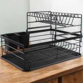 Стеллаж кухонный сушилка для посуды металл+пластик kitchenware SHWJ-1 Черный