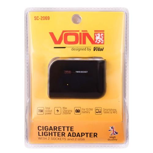Подовжувач прикурювача VOIN 2 виходи +2USB 2100mA 12/24V SC-2069 | Зображення 1