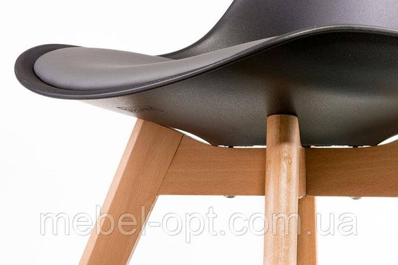 Стул Sedia black-grey DSM Eames Style, черное пластикое сиденье с мягкой подушкой и деревянные буковые ножки | Зображення 8