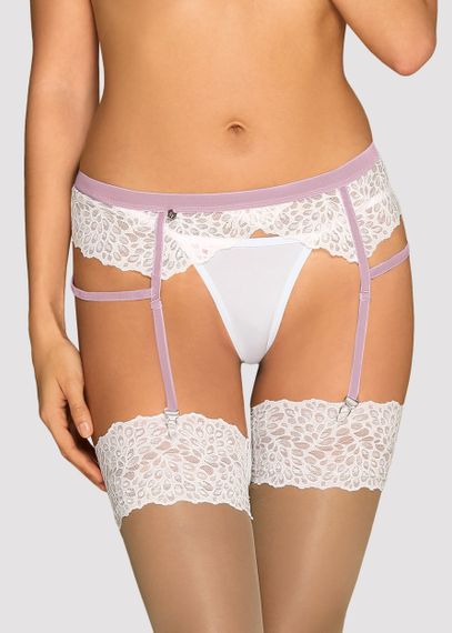 Пояс для панчох Obsessive Lilyanne Білий L/XL