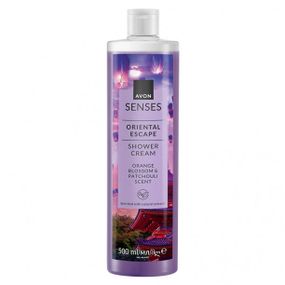 Крем-гель для душа Avon Senses «Восточное путешествие» с ароматом апельсинового цвета и пачули, увлажняющий, 500 мл
