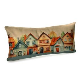 Подушка для дивану оксамитова Будиночки 50×24 см (52BP_24S005)