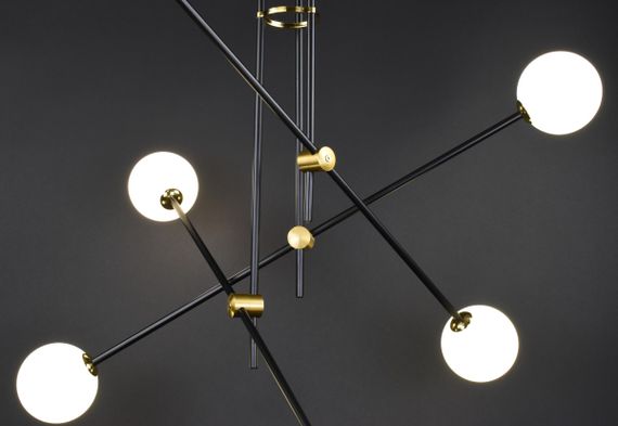 Люстра стельова на 6 лампочок 27517 Чорний 78-115х96х96 см. | Зображення 2