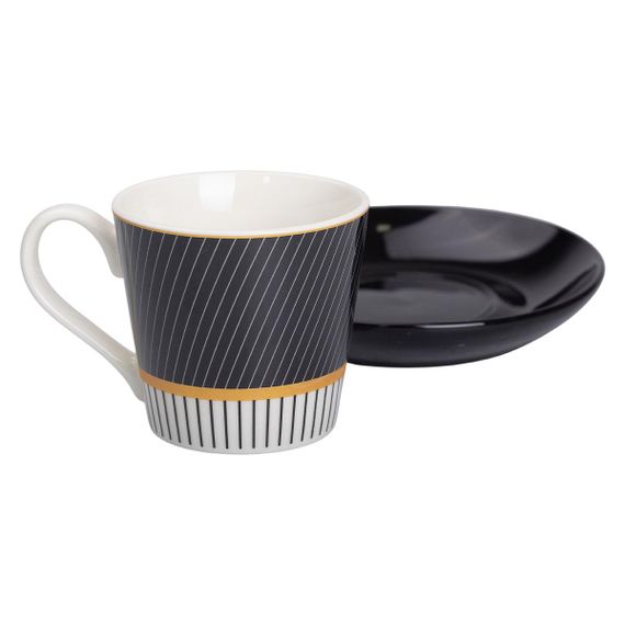 Фарфоровая чашка с черным блюдцем 200 мл RX-N24708BW | Зображення 1