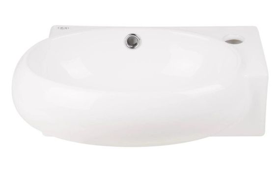 Комплект Qtap Leo: Раковина підвісна овальна права 430x285x160 мм White + Донний клапан PU02O (QT11115011RWN47333) | Зображення 6