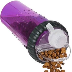 Поїлка-годівниця для тварин подвійна зі складною мискою Pet Drink Bottle Фіолетова