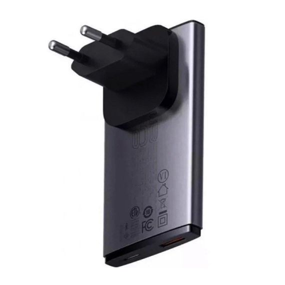 Мережевий зарядний пристрій Baseus GaN5 Pro Ultra-Slim Fast Charger C+U 65W Gray (With Mini White Cable Type-C 2 Type-C) | Зображення 1