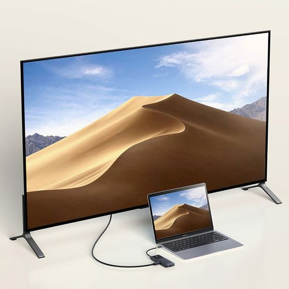 Перехідник HUB Baseus OS Dual Fast Charging 6in1 (Type-C to HDMI4K@60Hz+2xUSB-A+3xUSB-C) (B0007090) Cosmic Black | Зображення 3