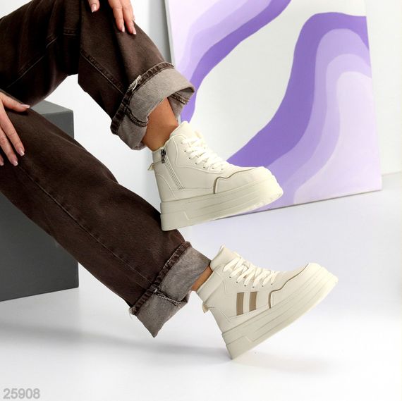 Бежевые зимние хайтопы на платформе цвет на выбор | Зображення 7