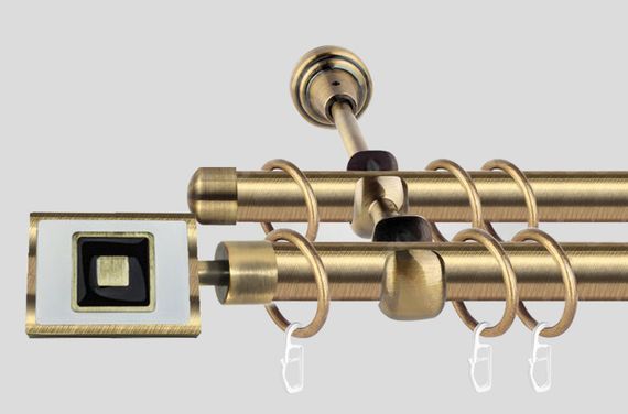 Карниз для штор металлический, двухрядный 19 мм , Форма 320 см. (стык труб)