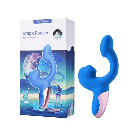 Смарт-вібратор Magic Motion Ponder Blue, подвійна стимуляція, віброяйце+язичок для клітора | Зображення 5