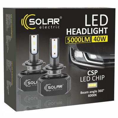 Автолампа SOLAR H7 LED 12/24V 40W 5000Lm 6000K, CSP1860 (8207) | Зображення 2