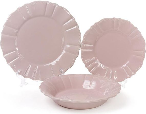 Набір 6 обідніх тарілок Leeds Ceramics SUN Ø26см, кам'яна кераміка (рожевий-попелястий) | Зображення 1
