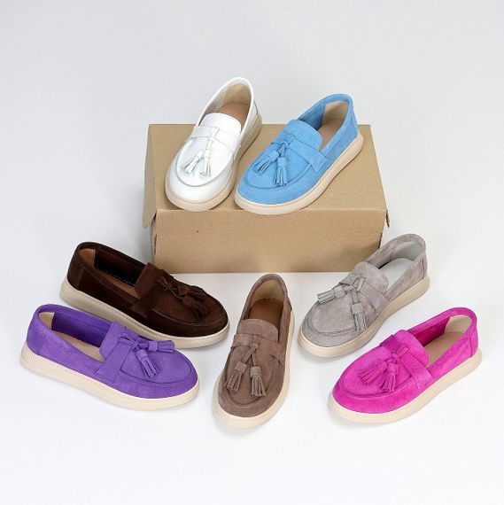 Яркие фиолетовые замшевые лоферы натуральная замша цвет в ассортименте | Зображення 9