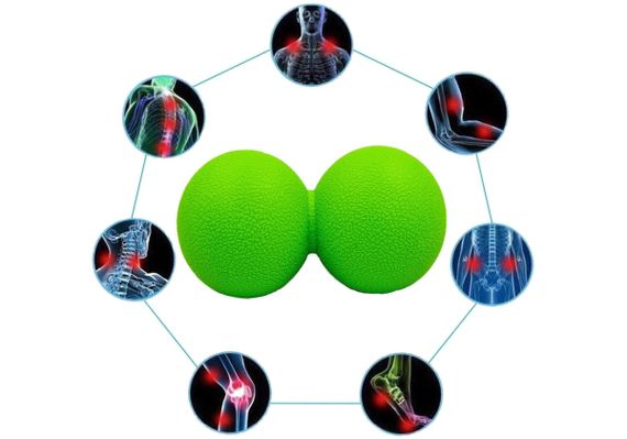 Масажний м'ячик EasyFit TPR подвійний 12х6 см зелений (EF-2175-GN) | Зображення 2
