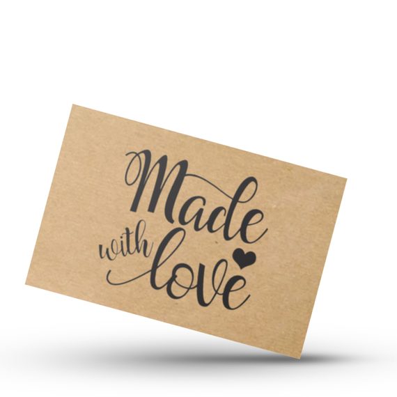 Крафт этикетка с печатью "Made with love" 40x25 мм, 250 шт/рулон, Viskom | Зображення 1