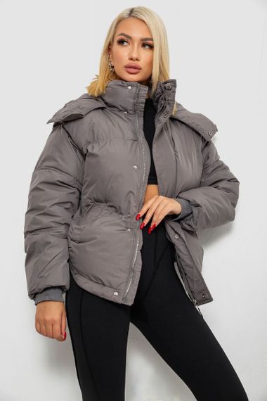 Куртка женская зимняя короткая, цвет серый, 244R983 | Зображення 2