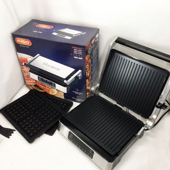 Гриль решетка для жарки мяса Magio MG-356 2400 Вт, Настольный гриль с прижимом, Домашняя бутербродницы NK-64 | Зображення 9