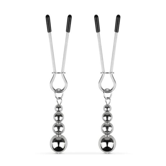 Затискачі для сосків Bedroom Fantasies: Nipple Clamps with Beaded Chain Сріблясті One Size | Зображення 2